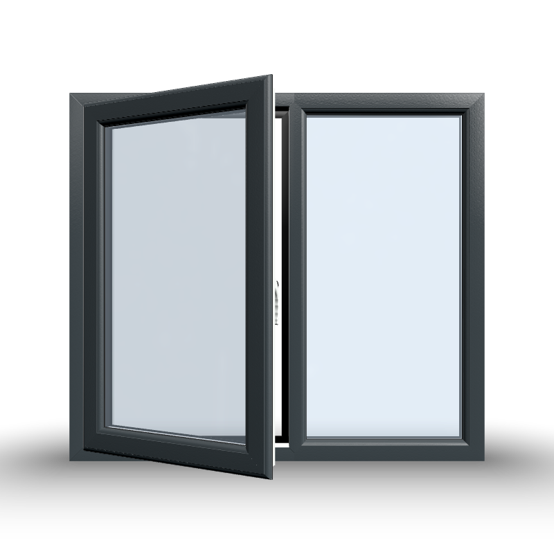 Casement Window - 1200x1065, Half Glass, Opening outwards, White/Anthracite, Double/Triple Glazing
