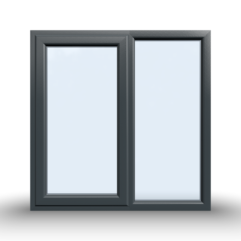 Casement Window - 1200x1200, Half Glass, Opening outwards, White/Anthracite, Double/Triple Glazing