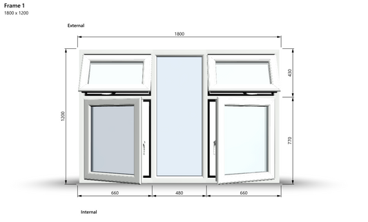 Top and Side Opening Casement Window β 1800Γ1200 mm (Side & Top Opening Sashes on Each Side) πͺππΌπͺ