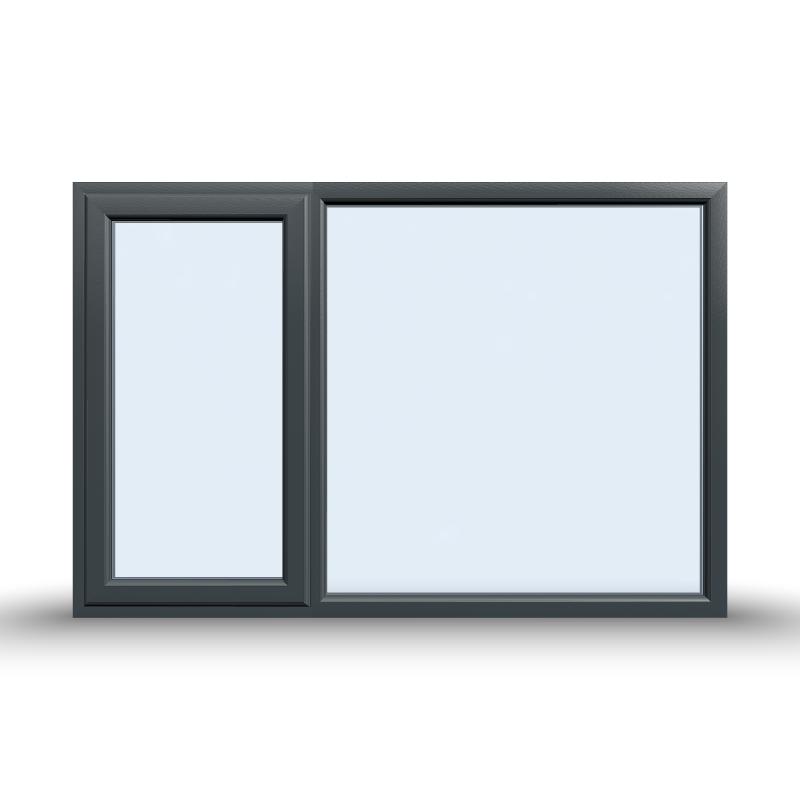 Casement Window - 1800x1200, Sash Right, Half Glass, Opening outwards, White/Anthracite, Double/Triple Glazing