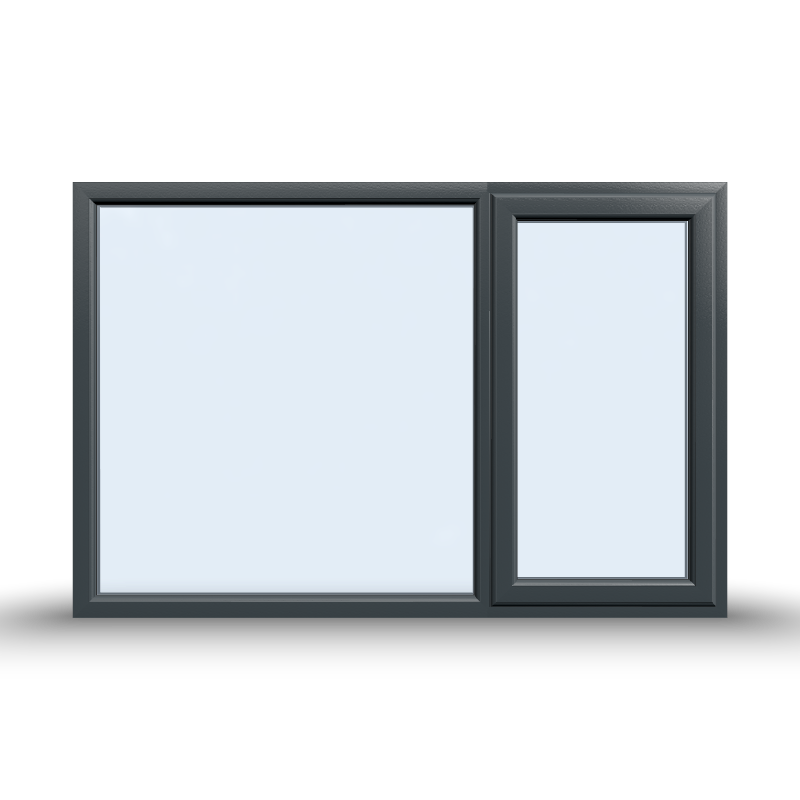 Casement Window - 1800x1200, Sash Right, Half Glass, Opening outwards, White/Anthracite, Double/Triple Glazing