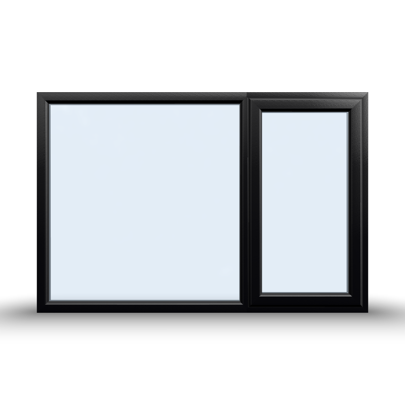 Casement Window - 1800x1200, Sash Right, Half Glass, Opening outwards, White/Anthracite, Double/Triple Glazing