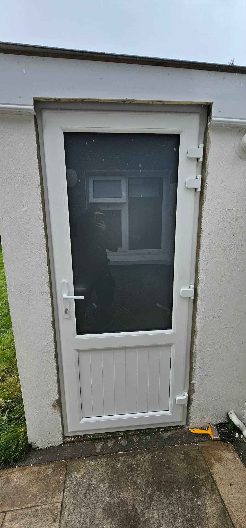uPVC Door - 890x2090 - Half Glass, Inwards Opening, White/Anthracite, Double/Triple Glazing