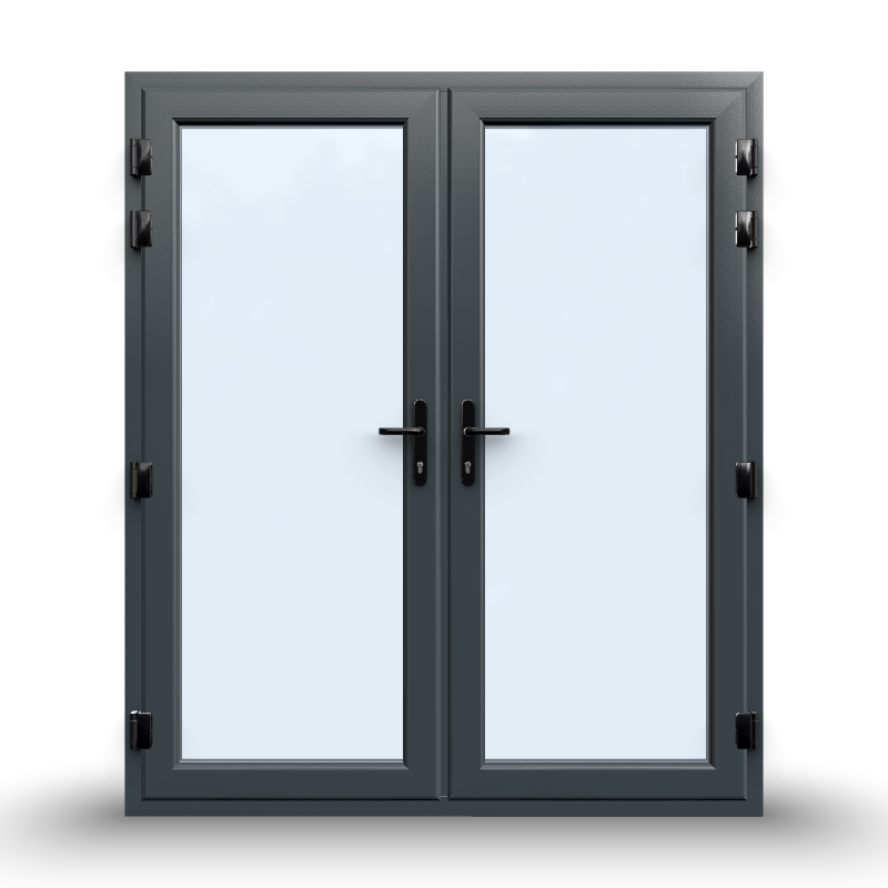 uPVC French Doors  - Opening Outward - 1790 x 2090 - White/Anthracite - Double/Triple Glazed