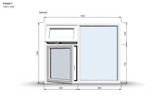 Top and Side Opening Casement Window β 1500Γ1200 mm (Side & Top Opening Sashes) πͺππΌ