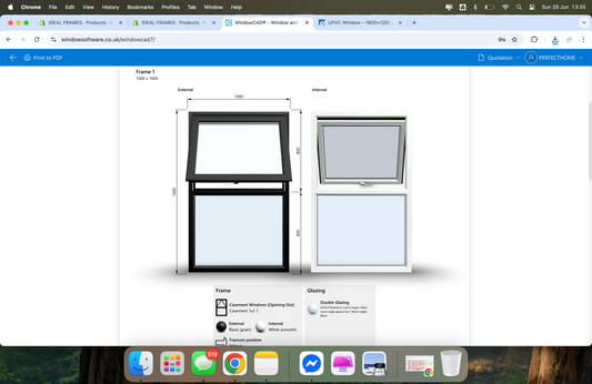 Top Opening Casement Window β 1000Γ1600 mm (Half Split) πͺπΌ