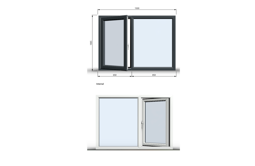 Casement Window - 1500x1065, Opening outwards, White/Anthracite, Double/Triple Glazing