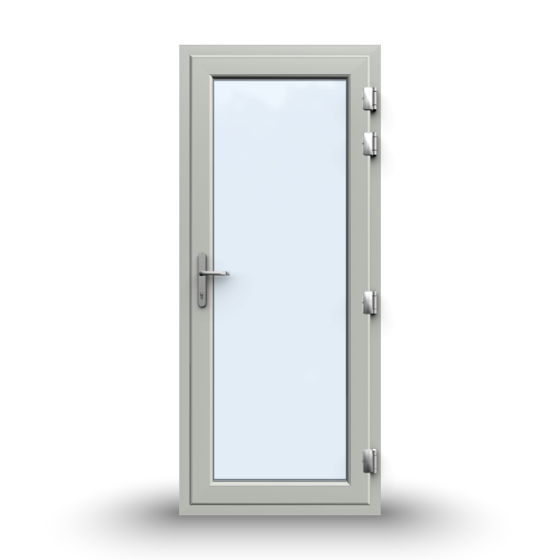 uPVC Door - 890x2090 - Full Glass, Outwards Opening, White/Anthracite, Double/Triple Glazing