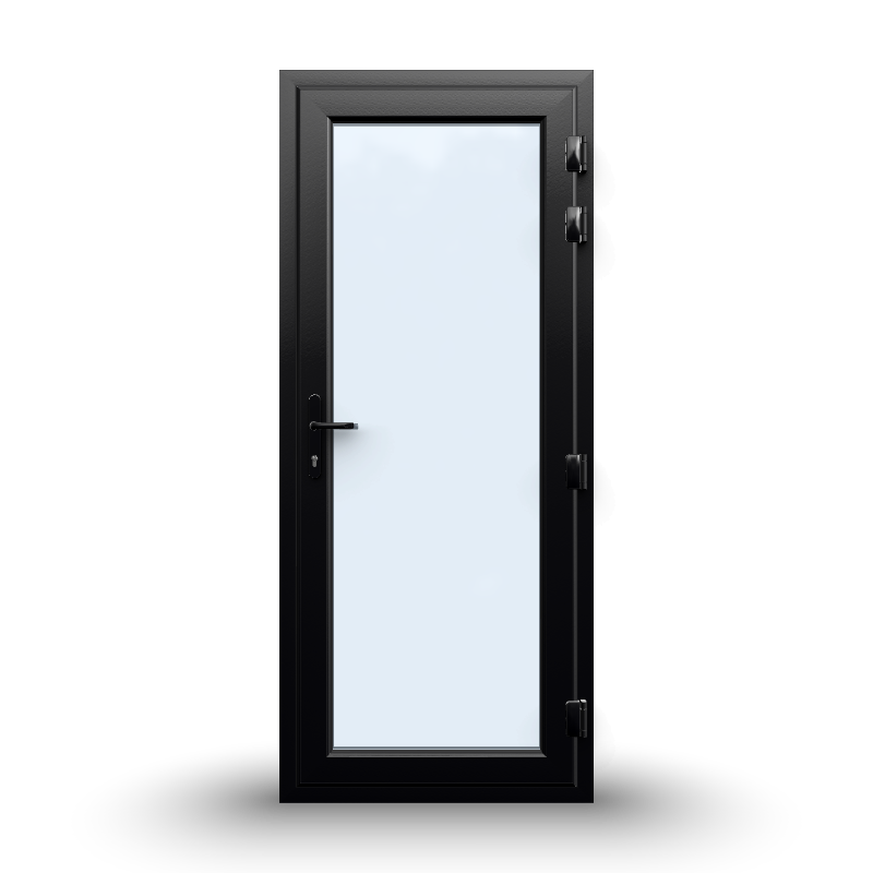 uPVC Door - 890x2090 - Full Glass, Outwards Opening, White/Anthracite, Double/Triple Glazing