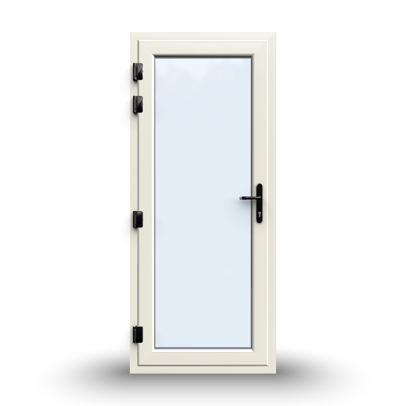 uPVC Door - 890x2090 - Full Glass, Outwards Opening, White/Anthracite, Double/Triple Glazing