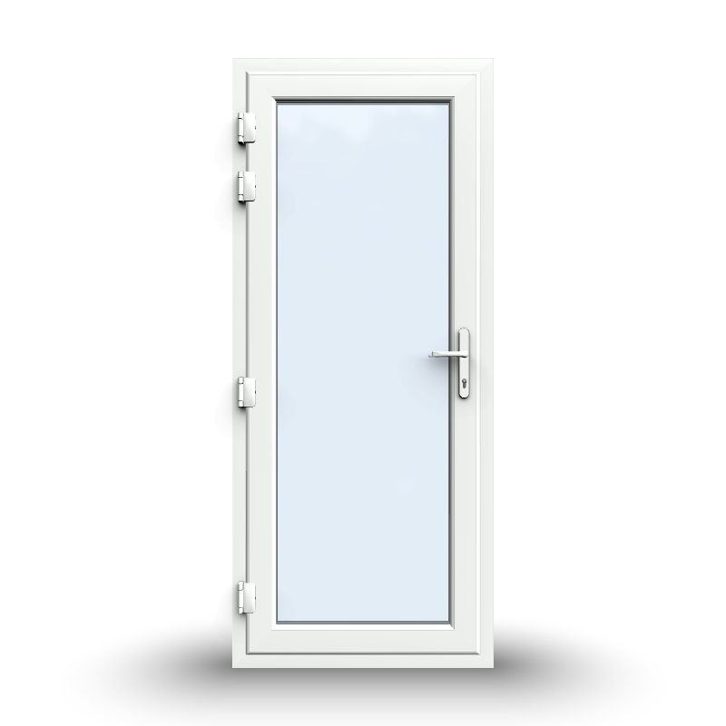 uPVC Door - 890x2090 - Full Glass, Outwards Opening, White/Anthracite, Double/Triple Glazing