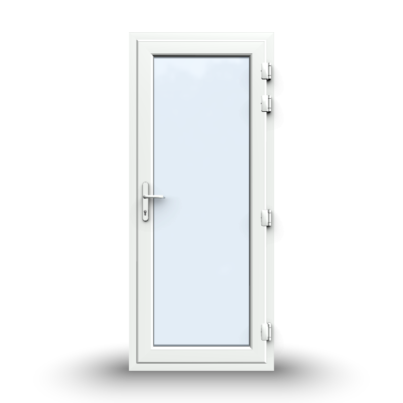 uPVC Door - 890x2090 - Full Glass, Outwards Opening, White/Anthracite, Double/Triple Glazing