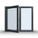 Side Opening Casement Window - 1200x1065, Half Glass, Opening outwards, White/Anthracite, Double/Triple Glazing