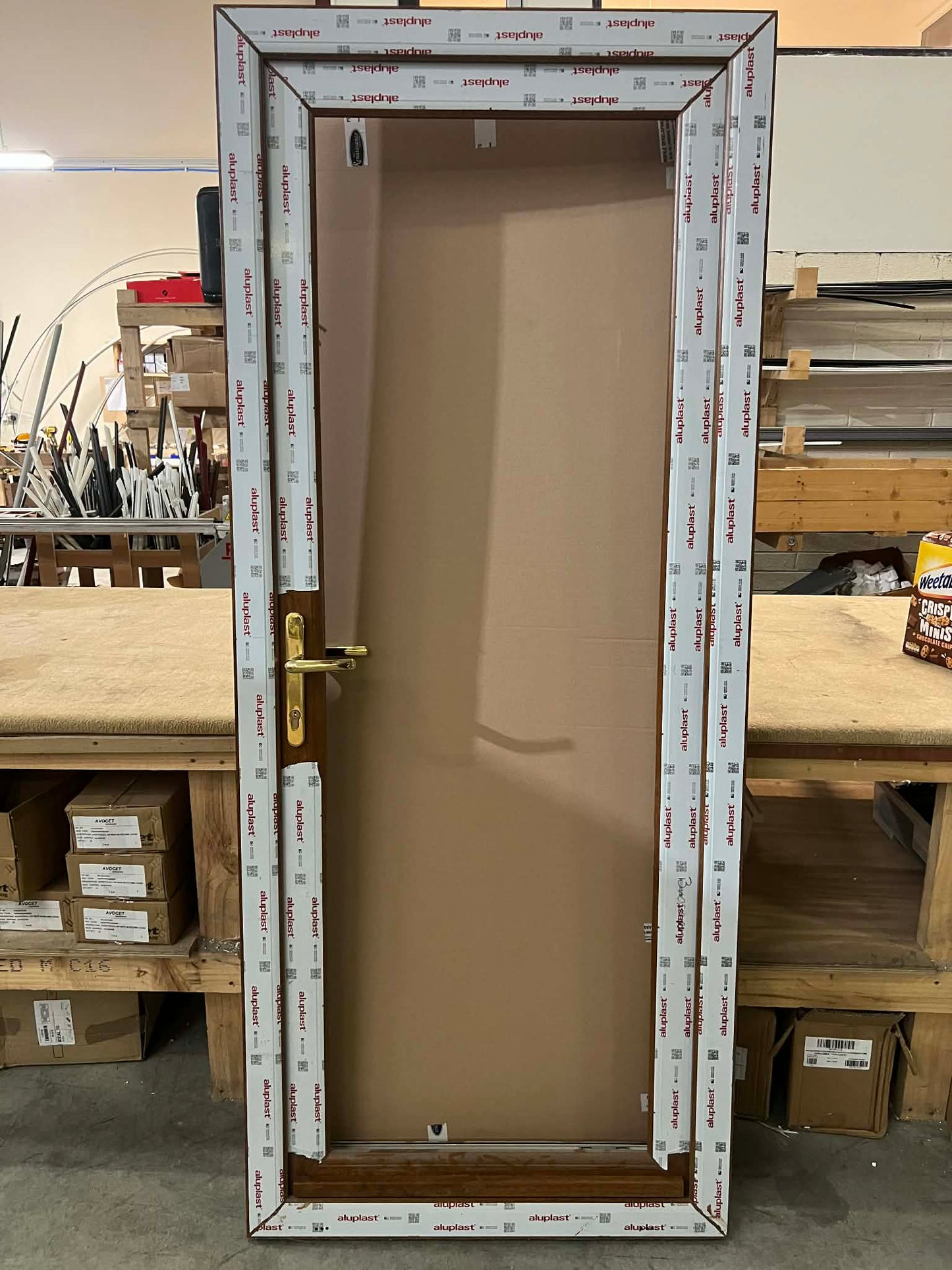 uPVC Door - 900mm x 2145mm - Full  Glass, Inwards Opening, Light Oak/Light Oak, Double and Triple Glazing