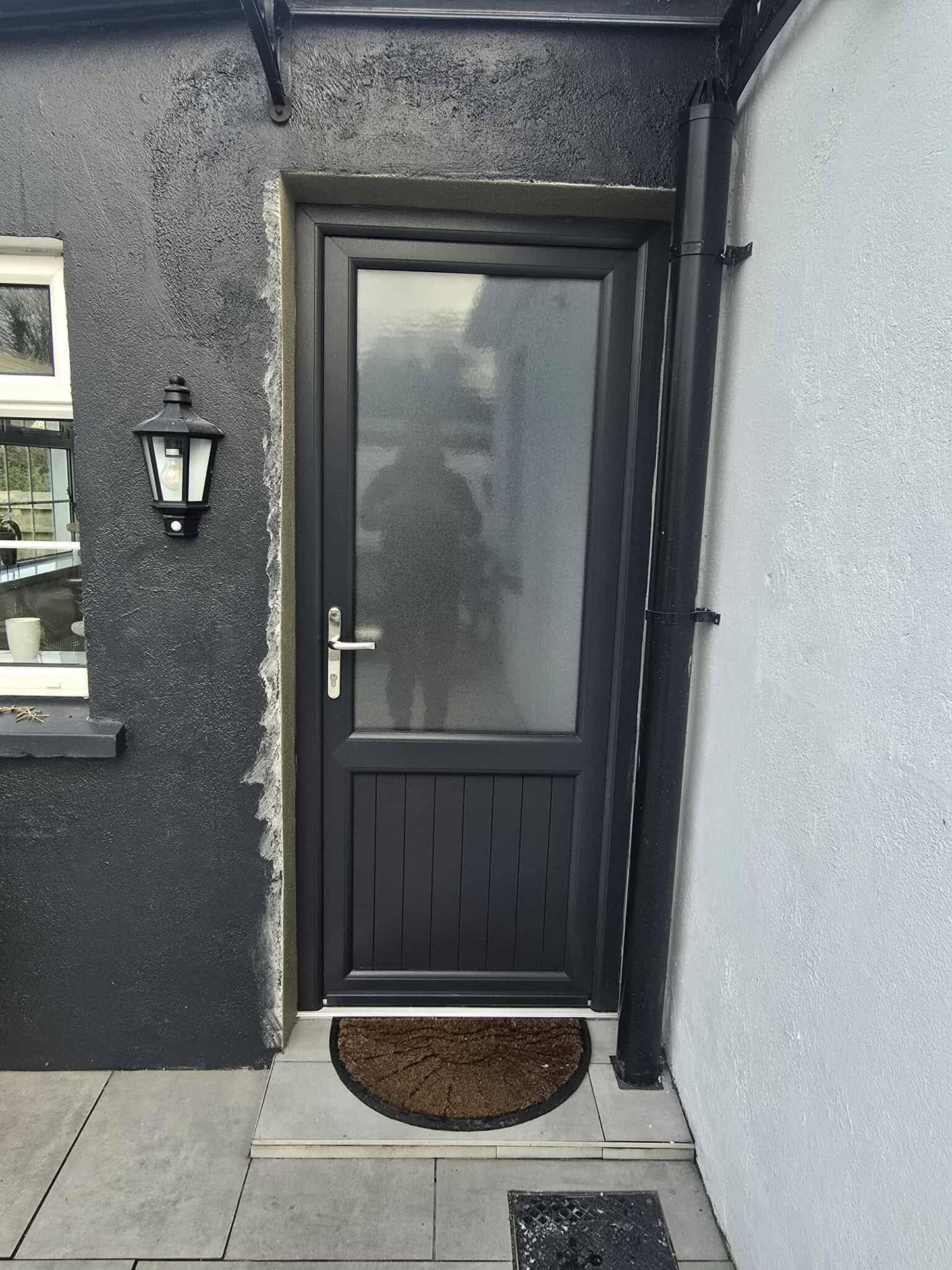 uPVC Door - 890x2090 - Half Glass, Inwards Opening, White/Anthracite, Double/Triple Glazing