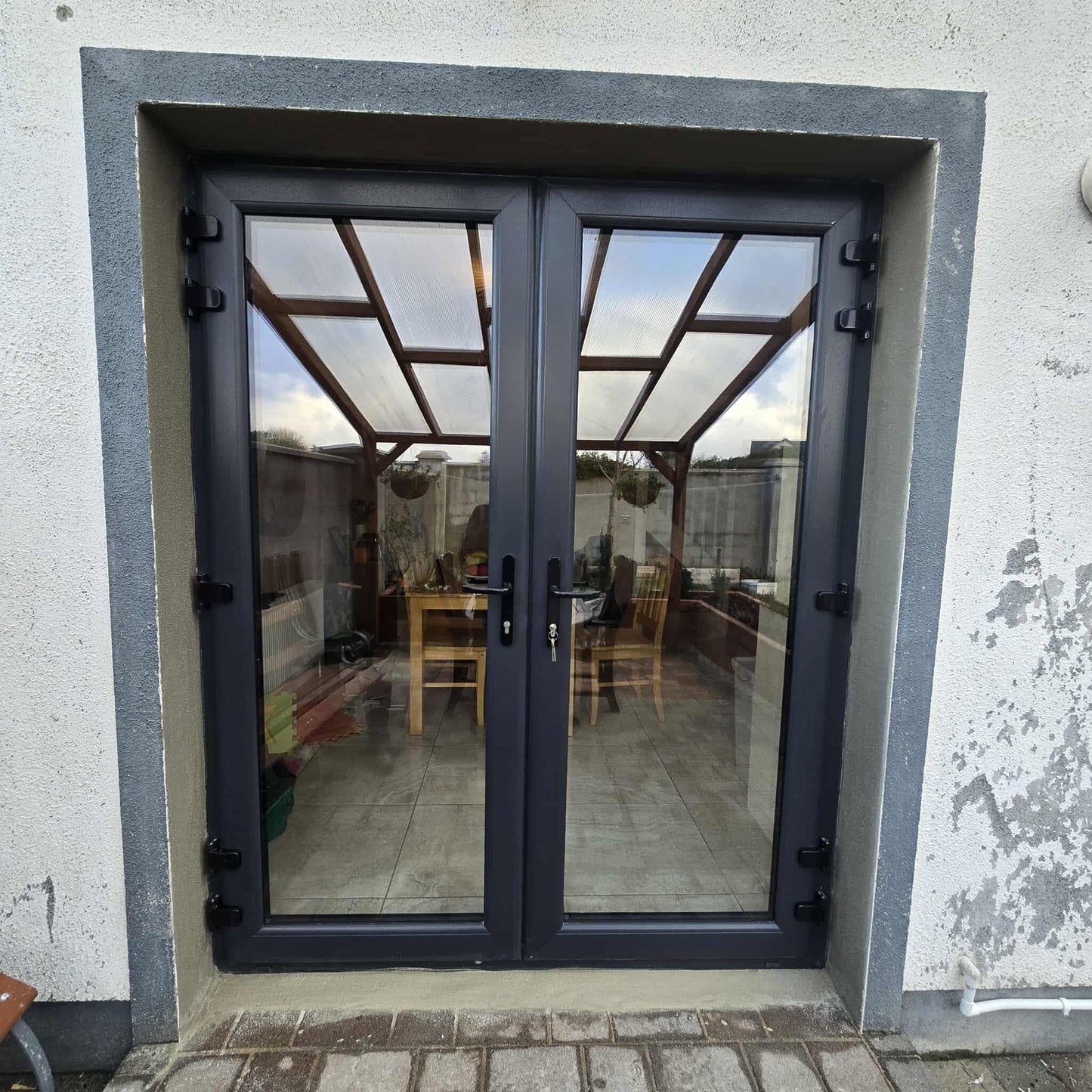 uPVC French Doors  - Opening Outward - 1790 x 2090 - White/Anthracite - Double/Triple Glazed