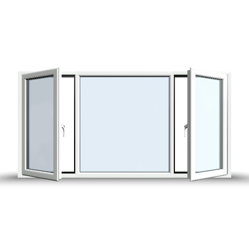 Side Opening Casement Window - 2400x1065, Opening outwards ( 2 Opening Sashes)