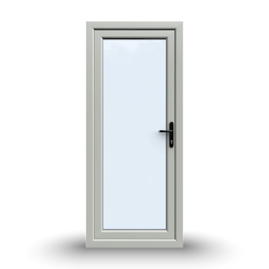 uPVC Door - 890x2090 - Full Glass, Inwards Opening, White/Anthracite, Double/Triple Glazing