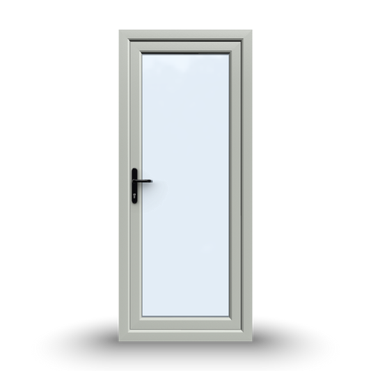 uPVC Door - 890x2090 - Full Glass, Inwards Opening, White/Anthracite, Double/Triple Glazing