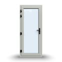 uPVC Door - 890x2090 - Full Glass, Outwards Opening, White/Anthracite, Double/Triple Glazing