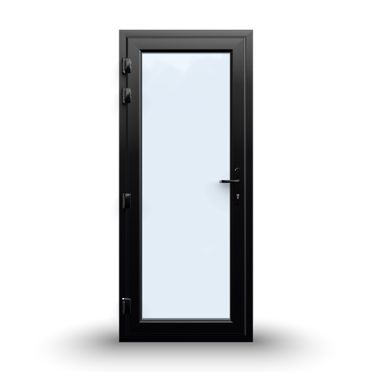 uPVC Door - 890x2090 - Full Glass, Outwards Opening, White/Anthracite, Double/Triple Glazing