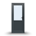 uPVC Door - 890x2090 - Half Glass, Inwards Opening, White/Anthracite, Double/Triple Glazing
