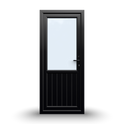 uPVC Door - 890x2090 - Half Glass, Inwards Opening, White/Anthracite, Double/Triple Glazing