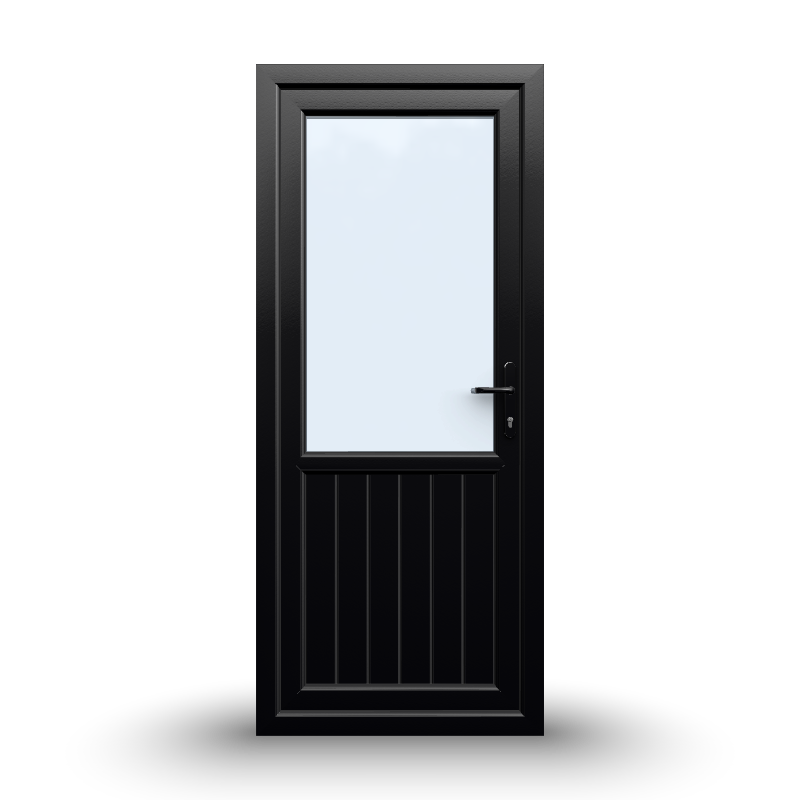 uPVC Door - 890x2090 - Half Glass, Inwards Opening, White/Anthracite, Double/Triple Glazing