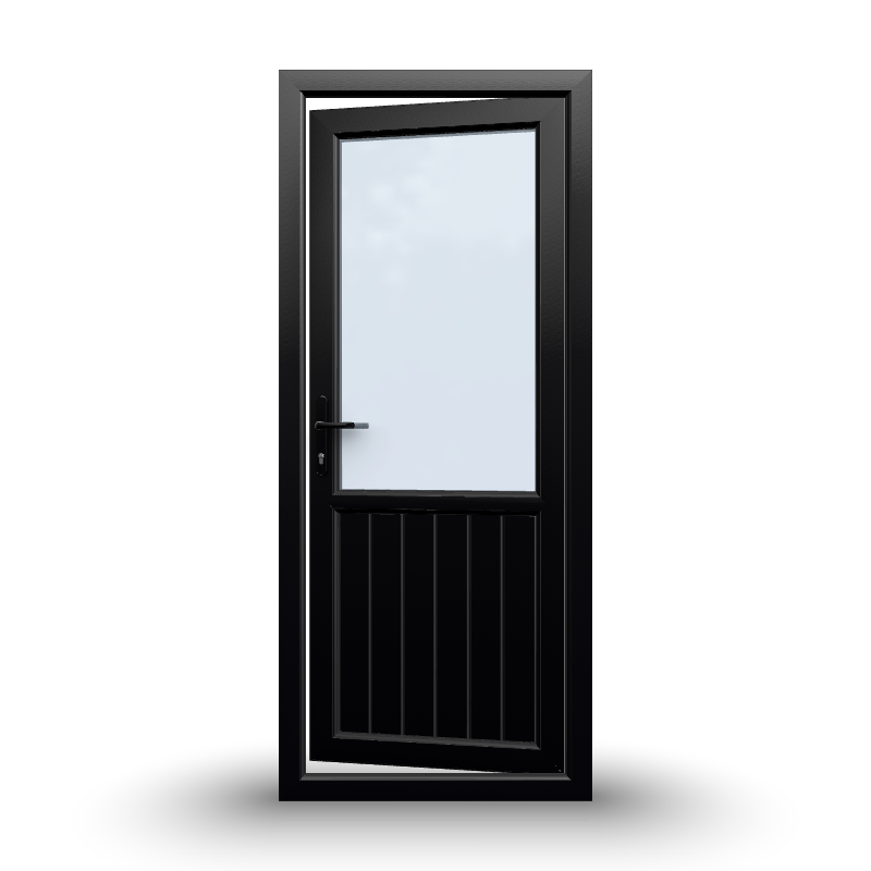 uPVC Door - 890x2090 - Half Glass, Inwards Opening, White/Anthracite, Double/Triple Glazing