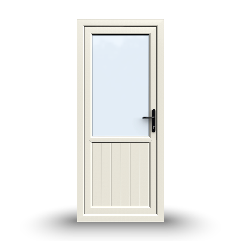 uPVC Door - 890x2090 - Half Glass, Inwards Opening, White/Anthracite, Double/Triple Glazing