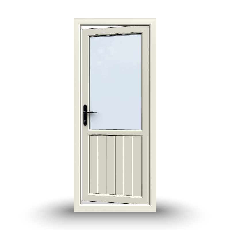 uPVC Door - 890x2090 - Half Glass, Inwards Opening, White/Anthracite, Double/Triple Glazing