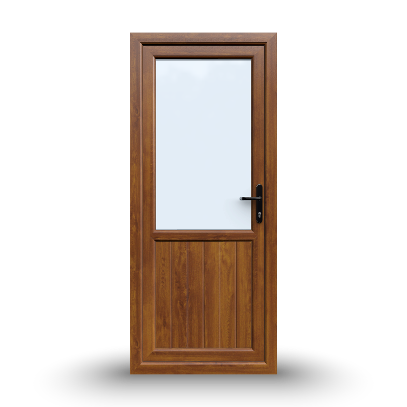 uPVC Door - 890x2090 - Half Glass, Inwards Opening, White/Anthracite, Double/Triple Glazing