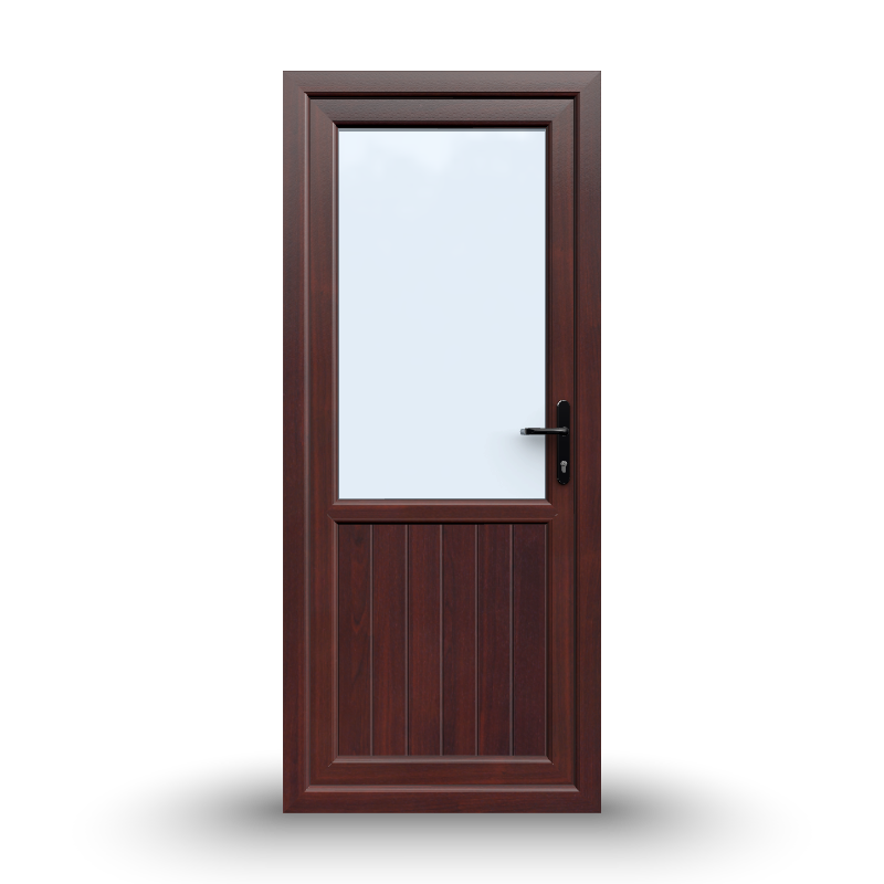 uPVC Door - 890x2090 - Half Glass, Inwards Opening, White/Anthracite, Double/Triple Glazing
