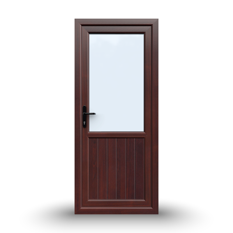 uPVC Door - 890x2090 - Half Glass, Inwards Opening, White/Anthracite, Double/Triple Glazing