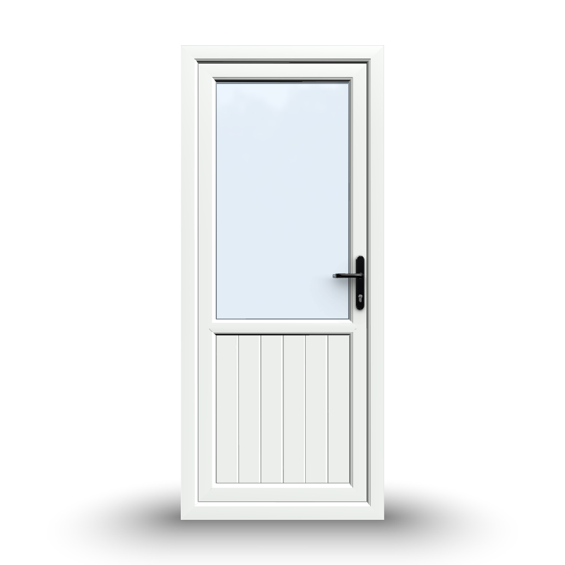 uPVC Door - 890x2090 - Half Glass, Inwards Opening, White/Anthracite, Double/Triple Glazing