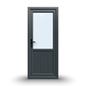 uPVC Door - 890x2090 - Half Glass, Inwards Opening, White/Anthracite, Double/Triple Glazing