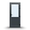 uPVC Door - 890x2090 - Half Glass, Outwards Opening, White/Anthracite, Double/Triple Glazing