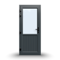 uPVC Door - 890x2090 - Half Glass, Outwards Opening, White/Anthracite, Double/Triple Glazing