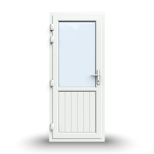 uPVC Door - 890x2090 - Half Glass, Outwards Opening, White/Anthracite, Double/Triple Glazing