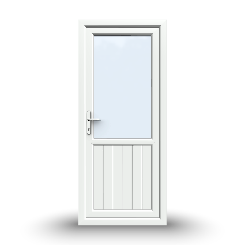 uPVC Door - 890x2090 - Half Glass, Inwards Opening, White/Anthracite, Double/Triple Glazing