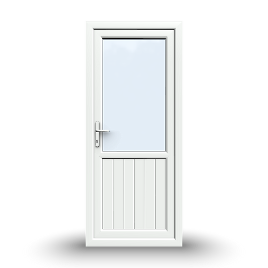 uPVC Door - 890x2090 - Half Glass, Inwards Opening, White/Anthracite, Double/Triple Glazing